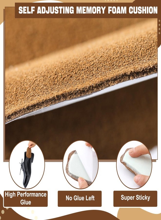 Shyyween 3 Pairs Shoe Tongue Pads Soft Suede Leather Self Adhesive Inserts for Men Women Handmade Elastic Foam Shoe Padding for Solves Loose Shoes Problem(Brown,Size L) - Image 3